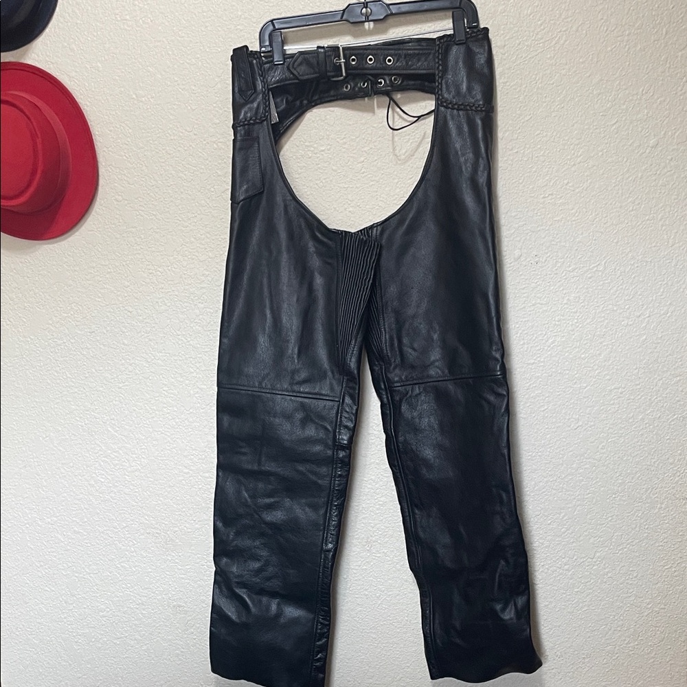 XElement Women's Black Leather Chaps. These can be cut to length. NWT. Size 8.